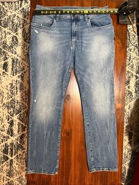 Buffalo David Bitton Slim Ash Medium Light Blue Distressed Jeans